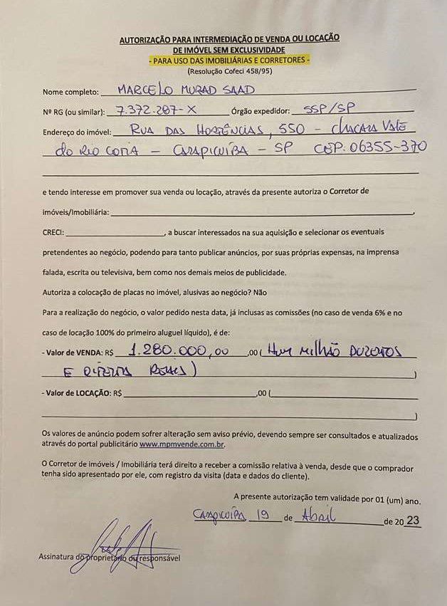 Cód. 815 – Autorização